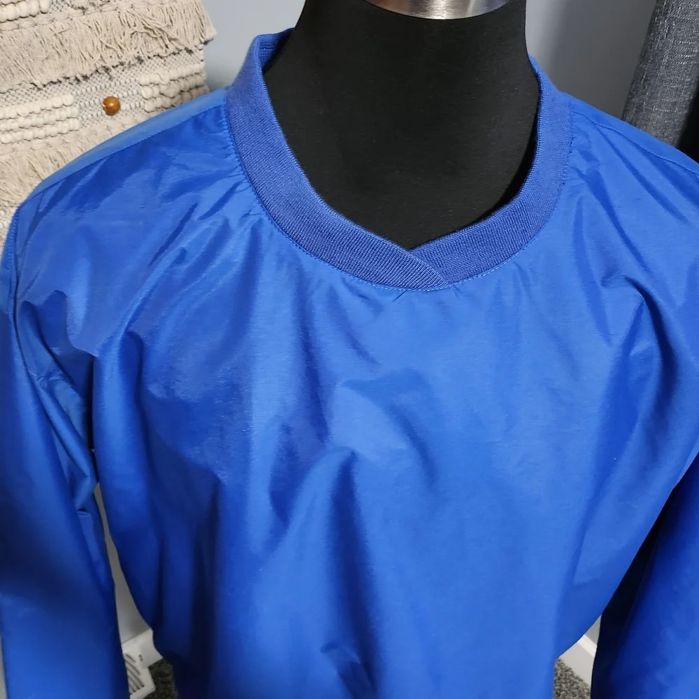 NWT Holloway Blue Nylon V-Neck Pullover Windbreaker Windshirt Jacket